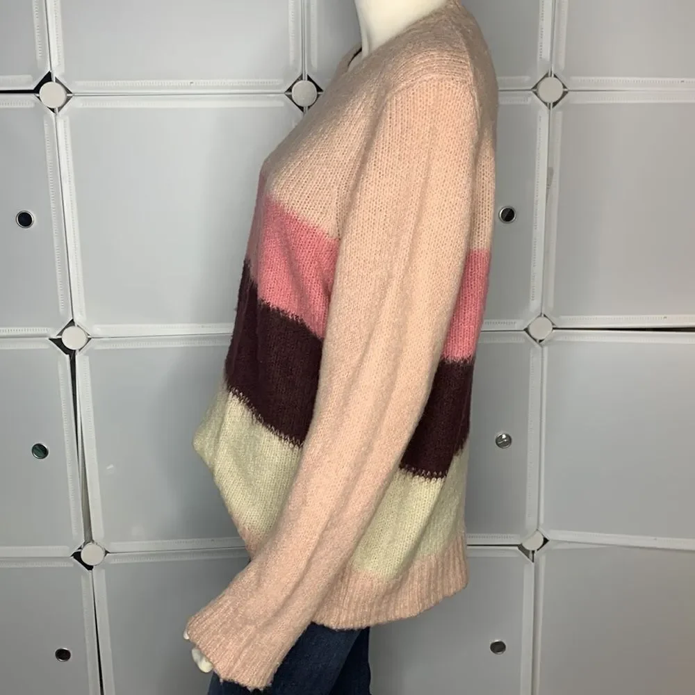 Vince Camuto Umbra Forest Pink Shadow Striped Sweater Size XL